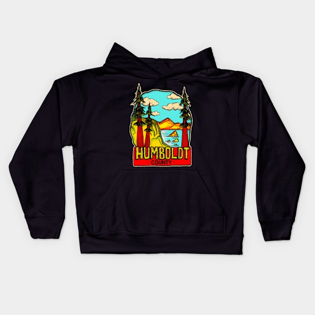 Retro Humboldt County Kids Hoodie by CattGDesigns